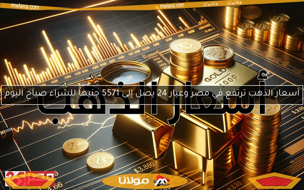 أسعار الذهب ترتفع في مصر وعيار 24 يصل إلى 5571 جنيهاً للشراء صباح اليوم