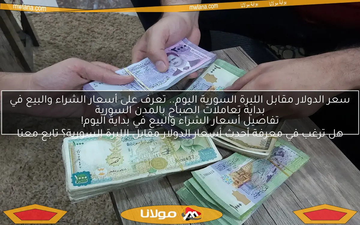سعر الدولار مقابل الليرة السورية اليوم.. تعرف على أسعار الشراء والبيع في بداية تعاملات الصباح بالمدن السورية
هل ترغب في معرفة أحدث أسعار الدولار مقابل الليرة السورية؟ تابع معنا تفاصيل أسعار الشراء والبيع في بداية اليوم!