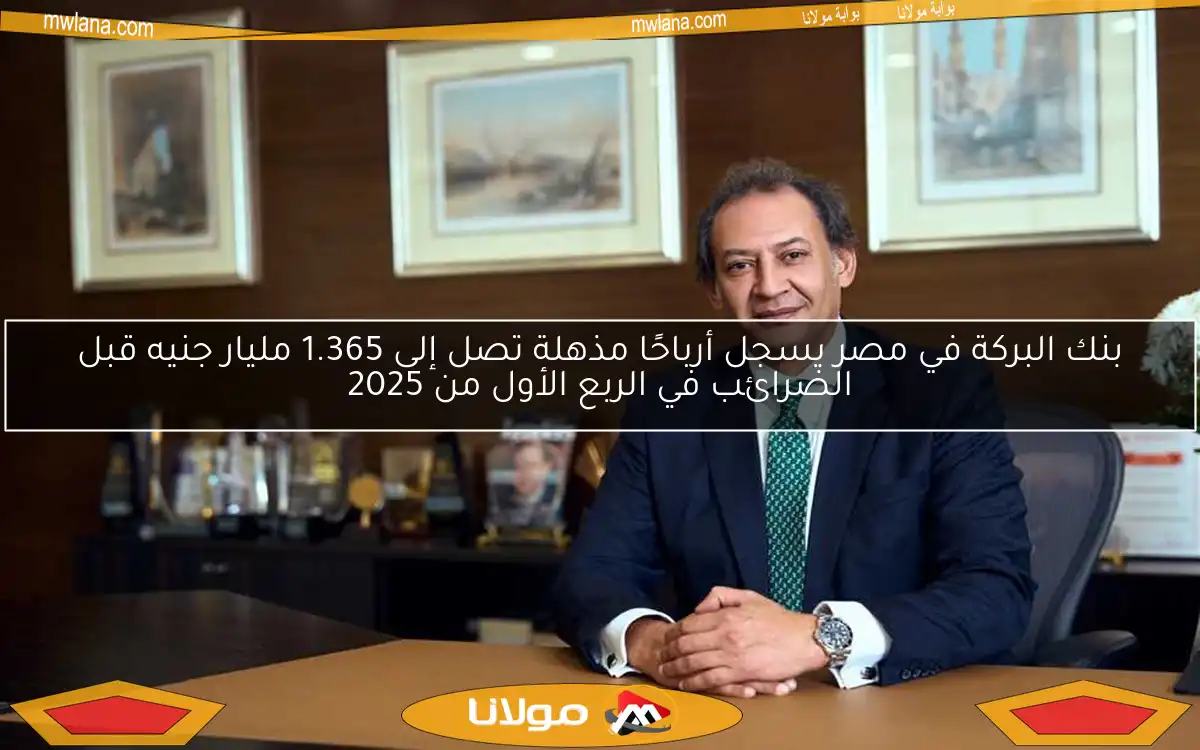 بنك البركة في مصر يسجل أرباحًا مذهلة تصل إلى 1.365 مليار جنيه قبل الضرائب في الربع الأول من 2025