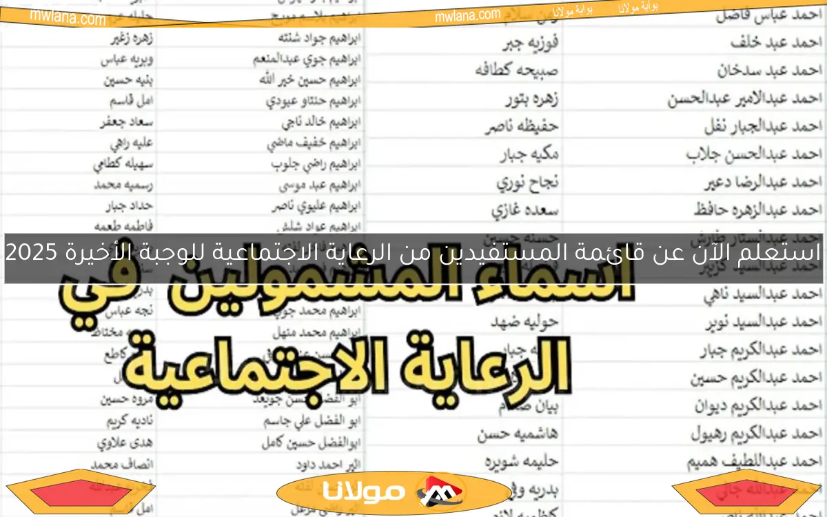 استعلم الآن عن قائمة المستفيدين من الرعاية الاجتماعية للوجبة الأخيرة 2025