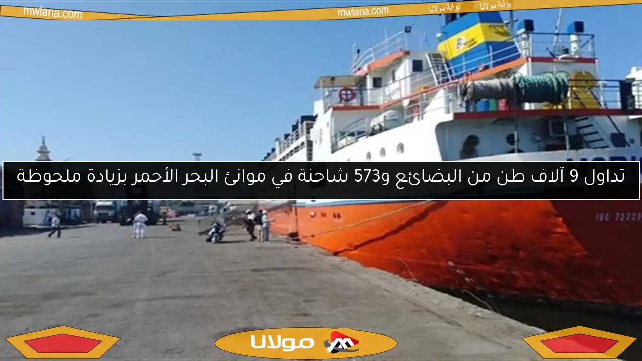 تداول 9 آلاف طن من البضائع و573 شاحنة في موانئ البحر الأحمر بزيادة ملحوظة