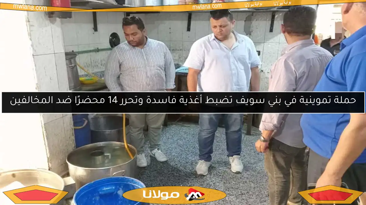 حملة تموينية في بني سويف تضبط أغذية فاسدة وتحرر 14 محضرًا ضد المخالفين