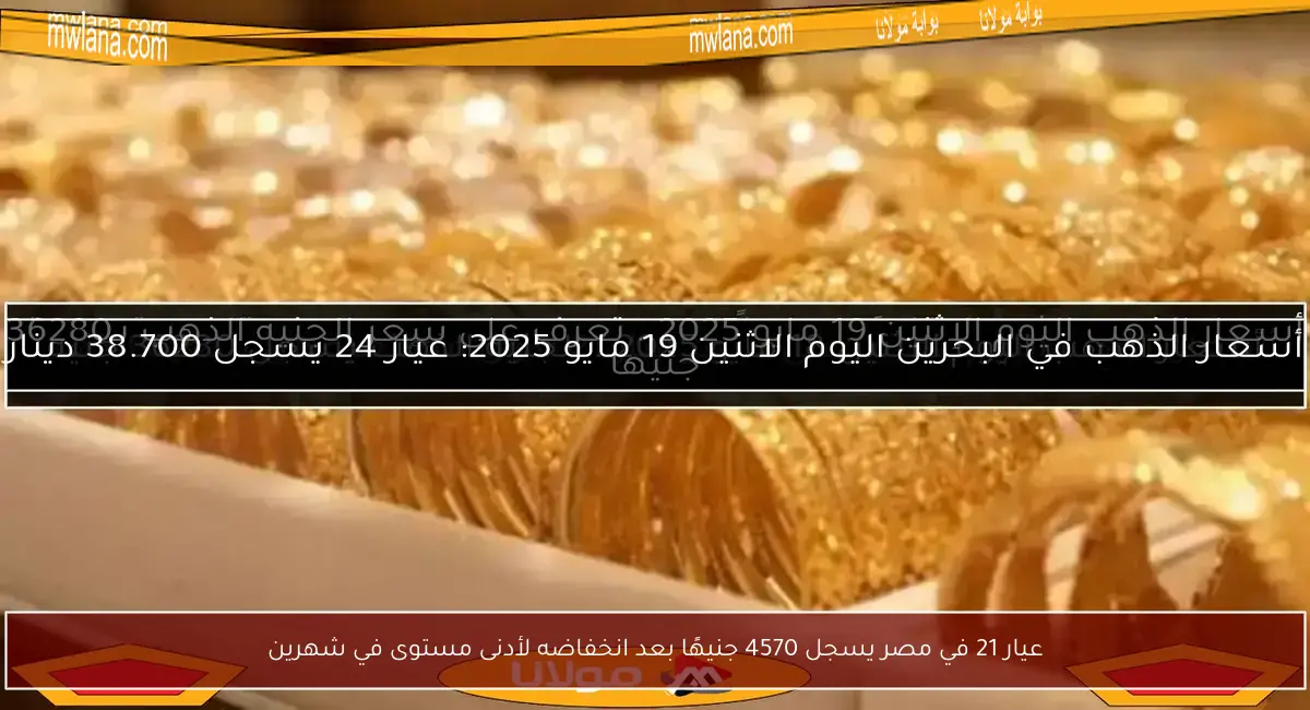 عيار 21 في مصر يسجل 4570 جنيهًا بعد انخفاضه لأدنى مستوى في شهرين