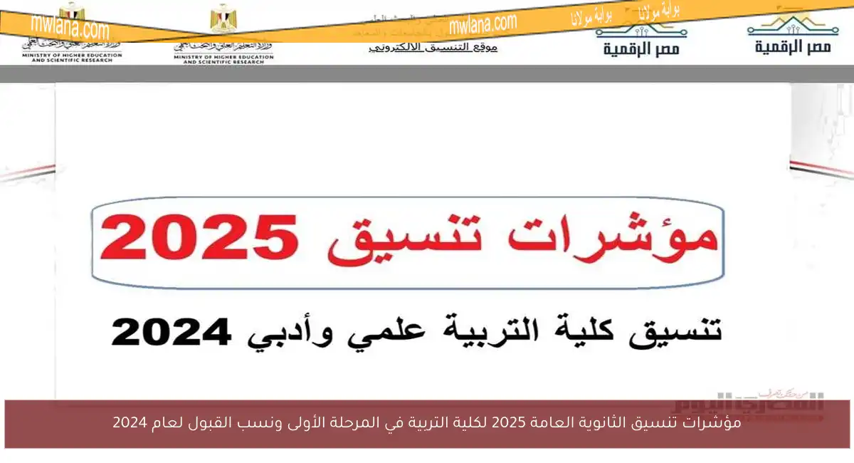 مؤشرات تنسيق الثانوية العامة 2025 لكلية التربية في المرحلة الأولى ونسب القبول لعام 2024