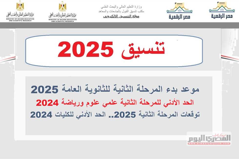 الكليات المتاحة لعلمي علوم ورياضة في تنسيق المرحلة الثانية 2025 وموعد التسجيل الرسمي بعد نتيجة المرحلة الأولى