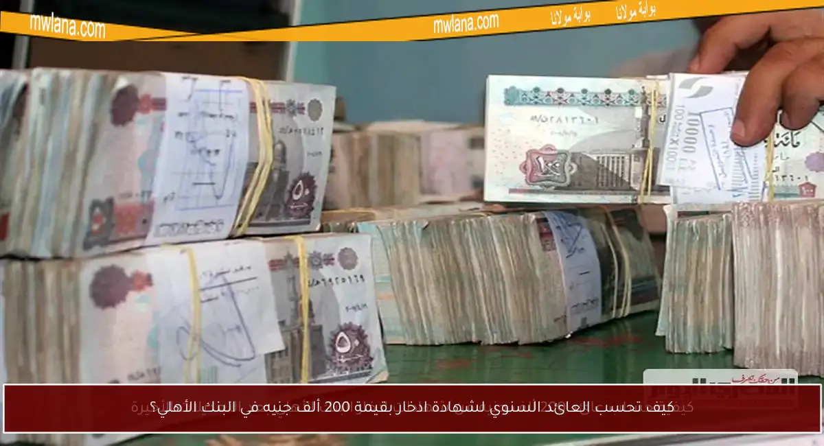 كيف تحسب العائد السنوي لشهادة ادخار بقيمة 200 ألف جنيه في البنك الأهلي؟