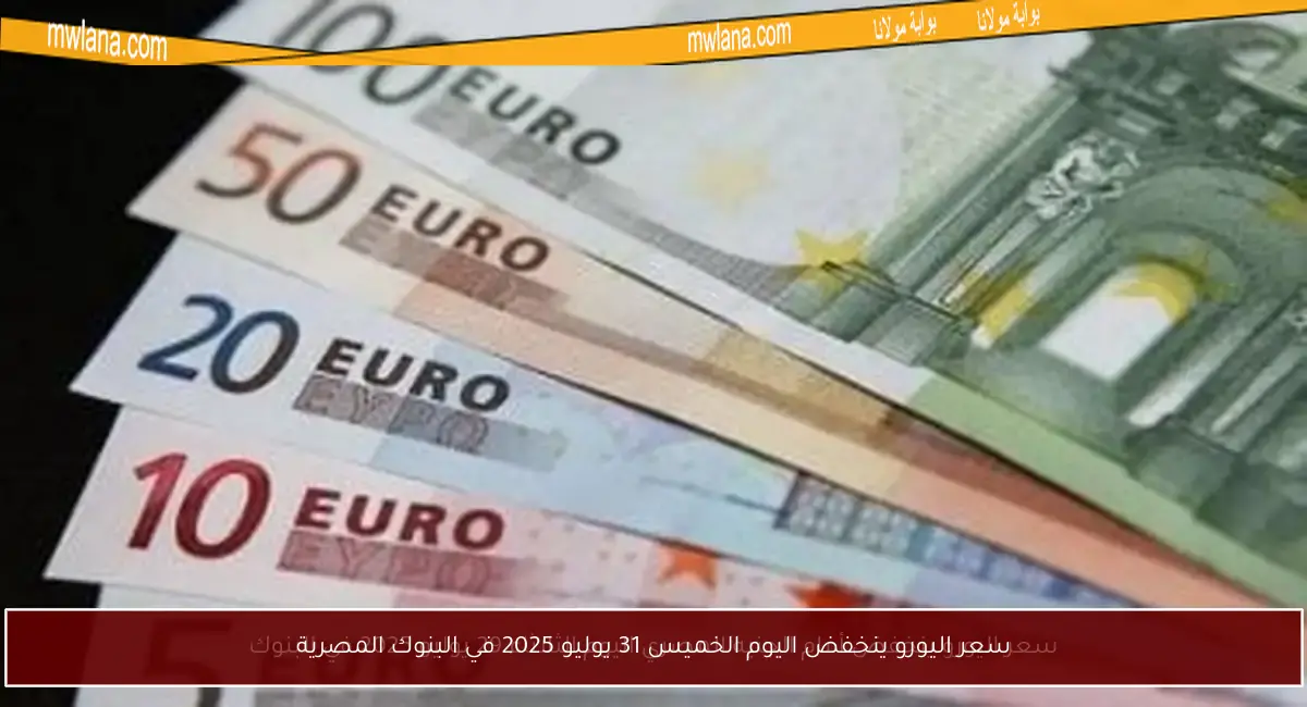 سعر اليورو ينخفض اليوم الخميس 31 يوليو 2025 في البنوك المصرية