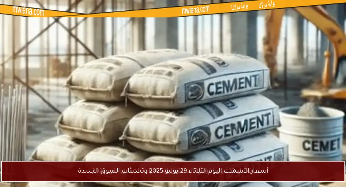 أسعار الأسمنت اليوم الثلاثاء 29 يوليو 2025 وتحديثات السوق الجديدة