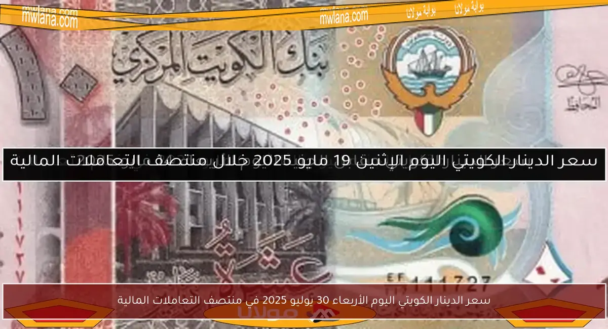 سعر الدينار الكويتي اليوم الأربعاء 30 يوليو 2025 في منتصف التعاملات المالية