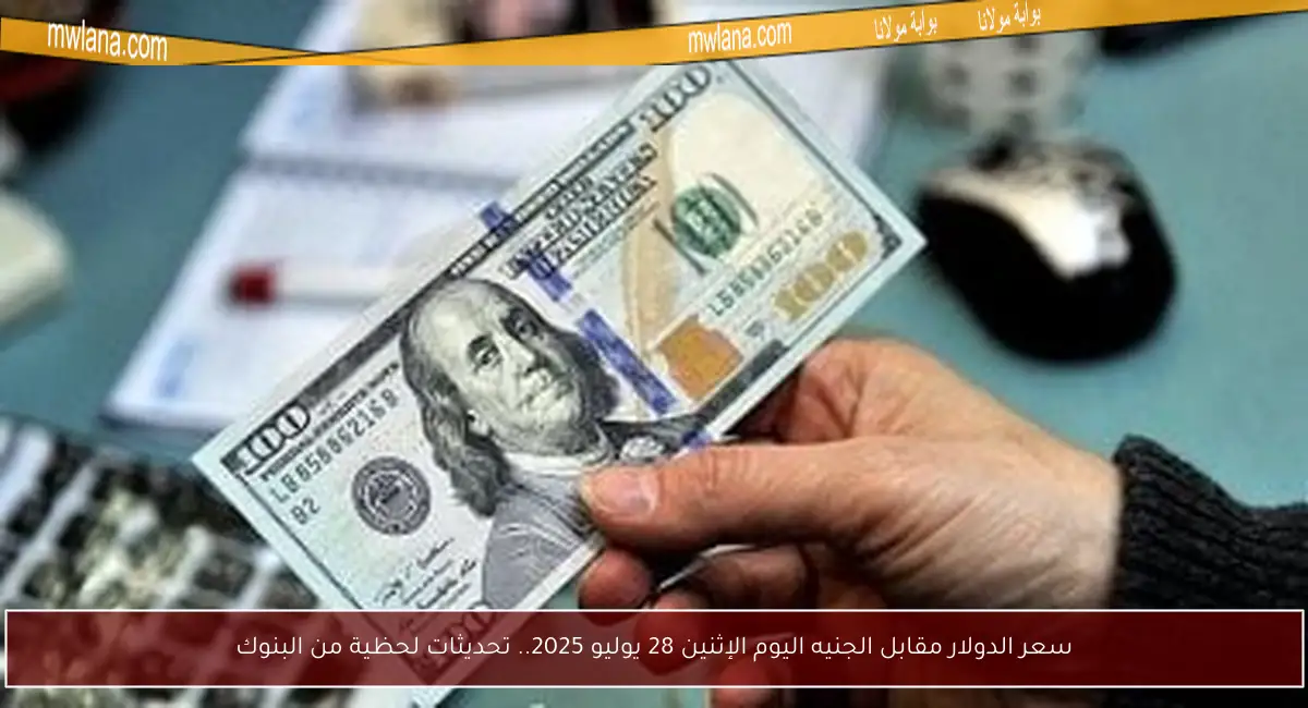 سعر الدولار مقابل الجنيه اليوم الإثنين 28 يوليو 2025.. تحديثات لحظية من البنوك
