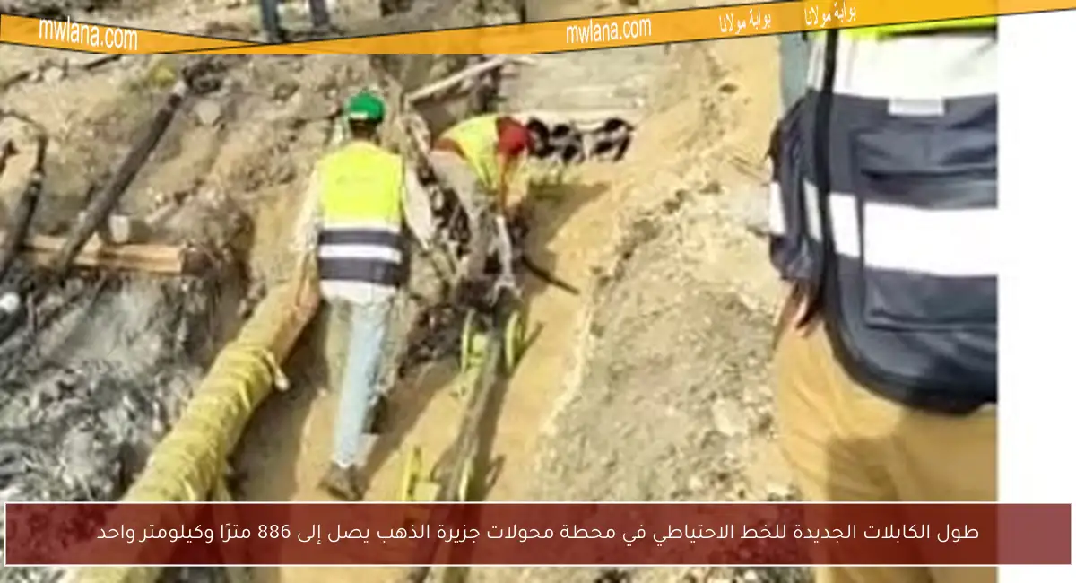 طول الكابلات الجديدة للخط الاحتياطي في محطة محولات جزيرة الذهب يصل إلى 886 مترًا وكيلومتر واحد