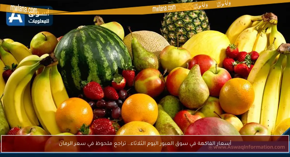 أسعار الفاكهة في سوق العبور اليوم الثلاثاء.. تراجع ملحوظ في سعر الرمان