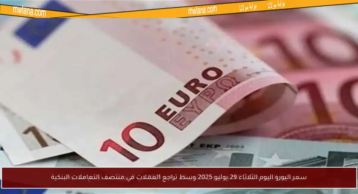 سعر اليورو اليوم الثلاثاء 29 يوليو 2025 وسط تراجع العملات في منتصف التعاملات البنكية