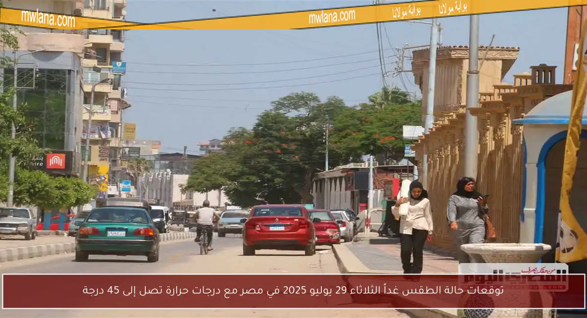 توقعات حالة الطقس غداً الثلاثاء 29 يوليو 2025 في مصر مع درجات حرارة تصل إلى 45 درجة