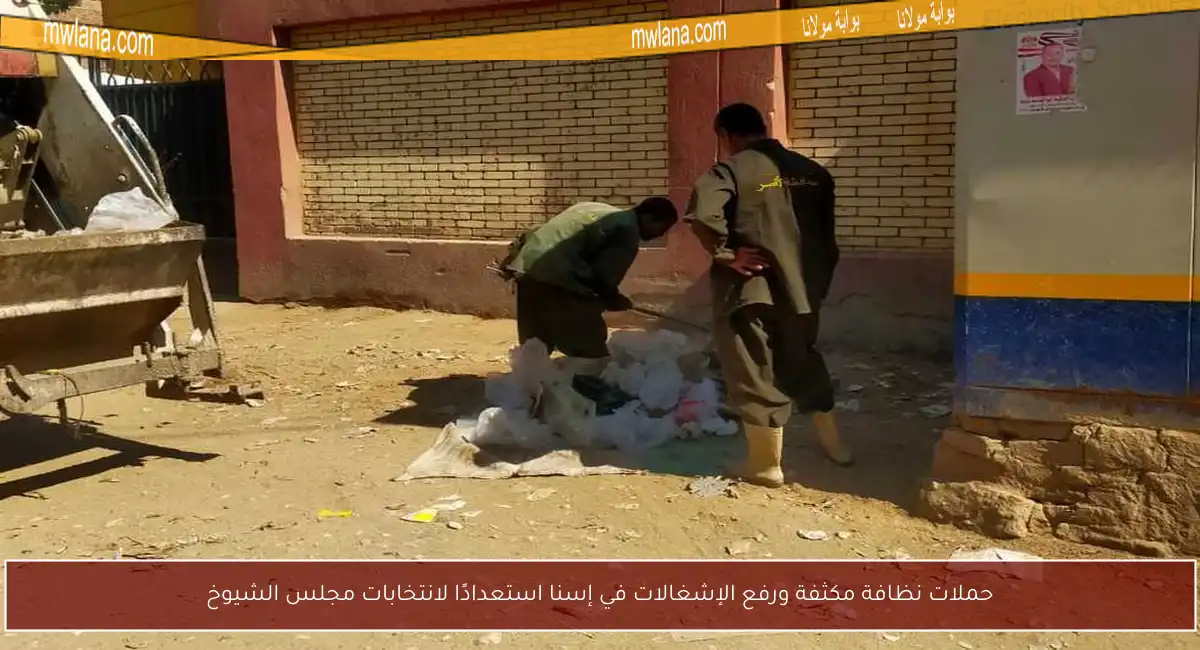 حملات نظافة مكثفة ورفع الإشغالات في إسنا استعدادًا لانتخابات مجلس الشيوخ