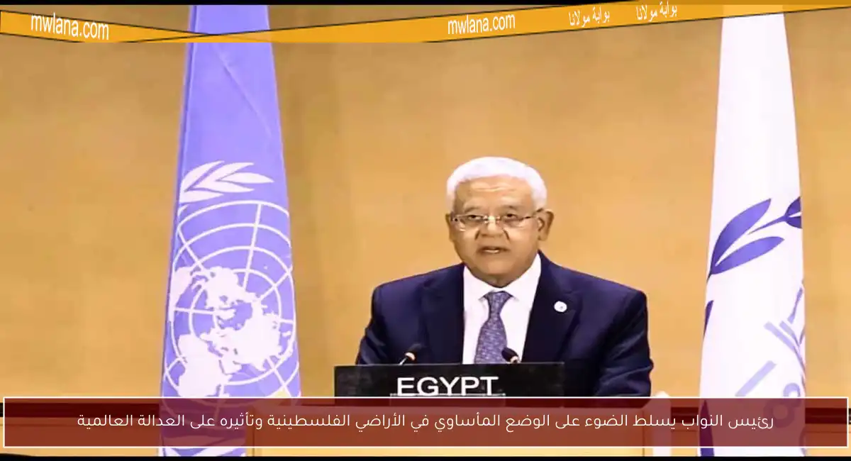 رئيس النواب يسلط الضوء على الوضع المأساوي في الأراضي الفلسطينية وتأثيره على العدالة العالمية