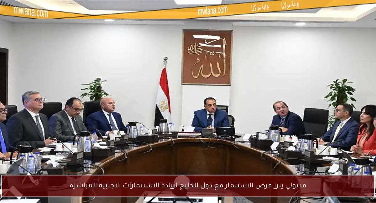 مدبولي يبرز فرص الاستثمار مع دول الخليج لزيادة الاستثمارات الأجنبية المباشرة