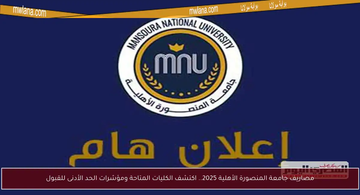 مصاريف جامعة المنصورة الأهلية 2025.. اكتشف الكليات المتاحة ومؤشرات الحد الأدنى للقبول