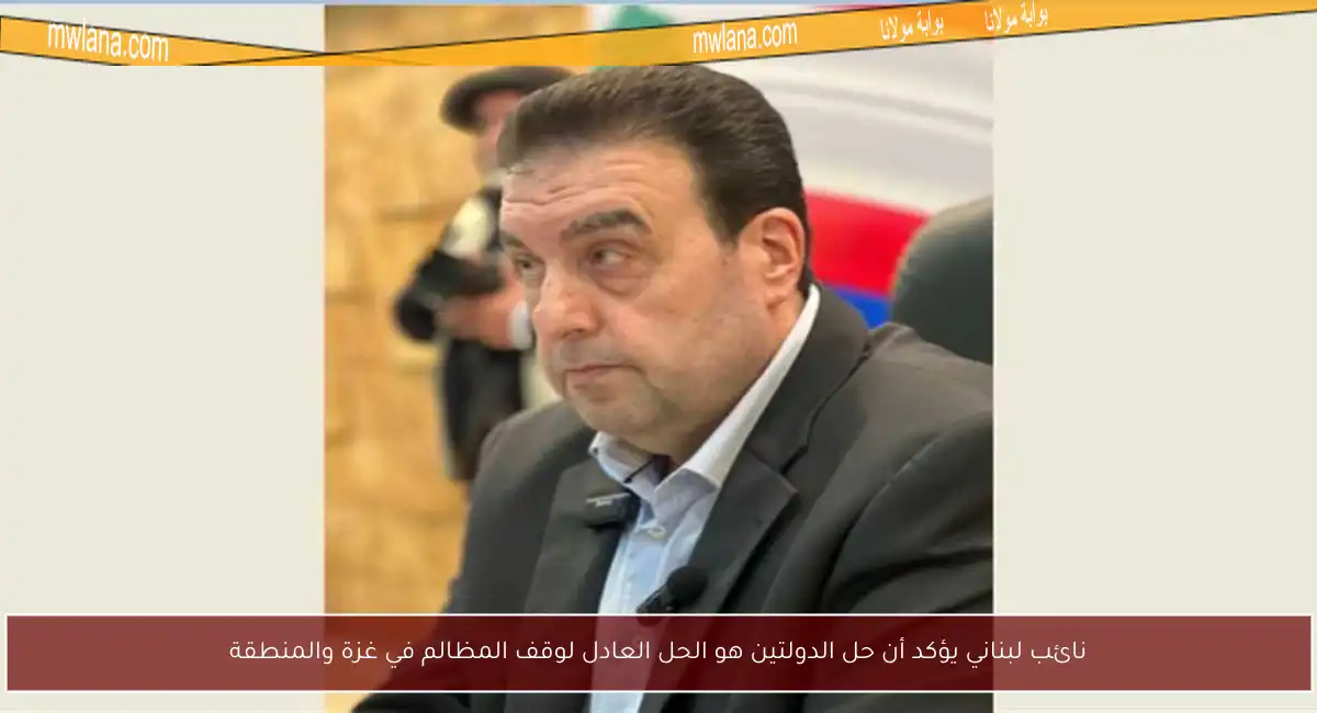 نائب لبناني يؤكد أن حل الدولتين هو الحل العادل لوقف المظالم في غزة والمنطقة