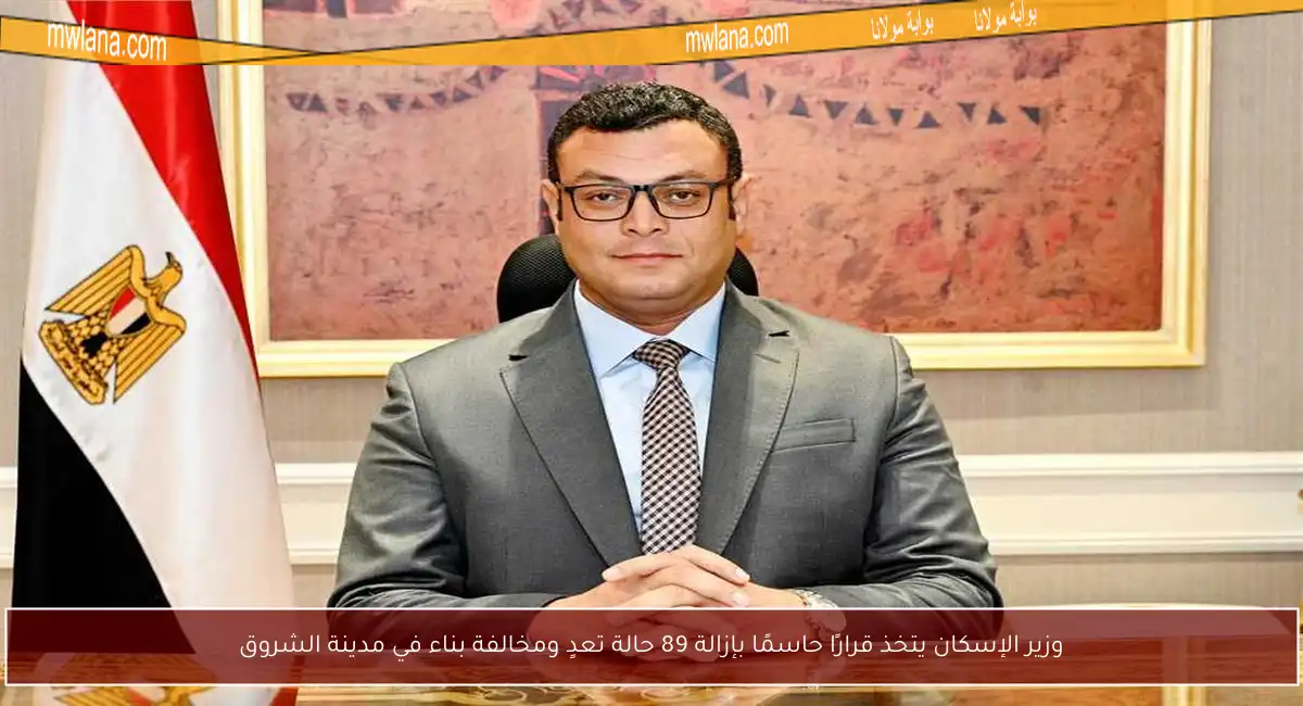 وزير الإسكان يتخذ قرارًا حاسمًا بإزالة 89 حالة تعدٍ ومخالفة بناء في مدينة الشروق