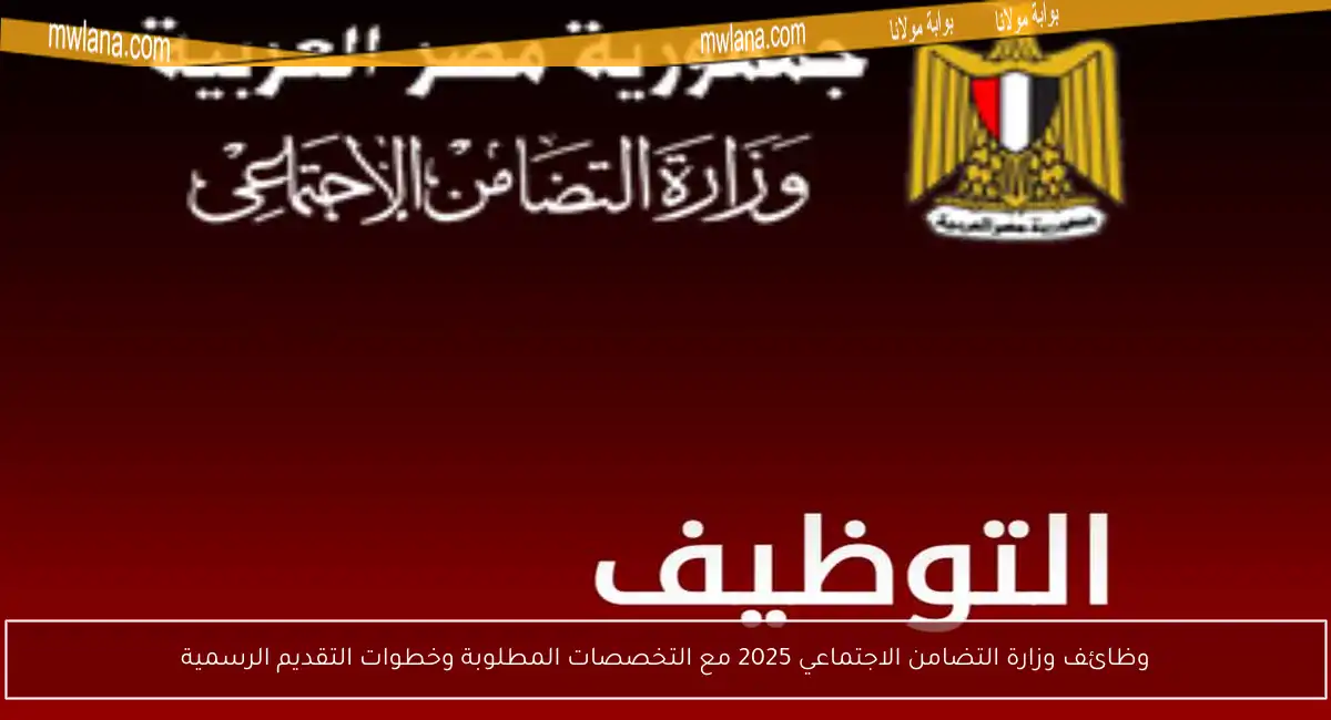 وظائف وزارة التضامن الاجتماعي 2025 مع التخصصات المطلوبة وخطوات التقديم الرسمية