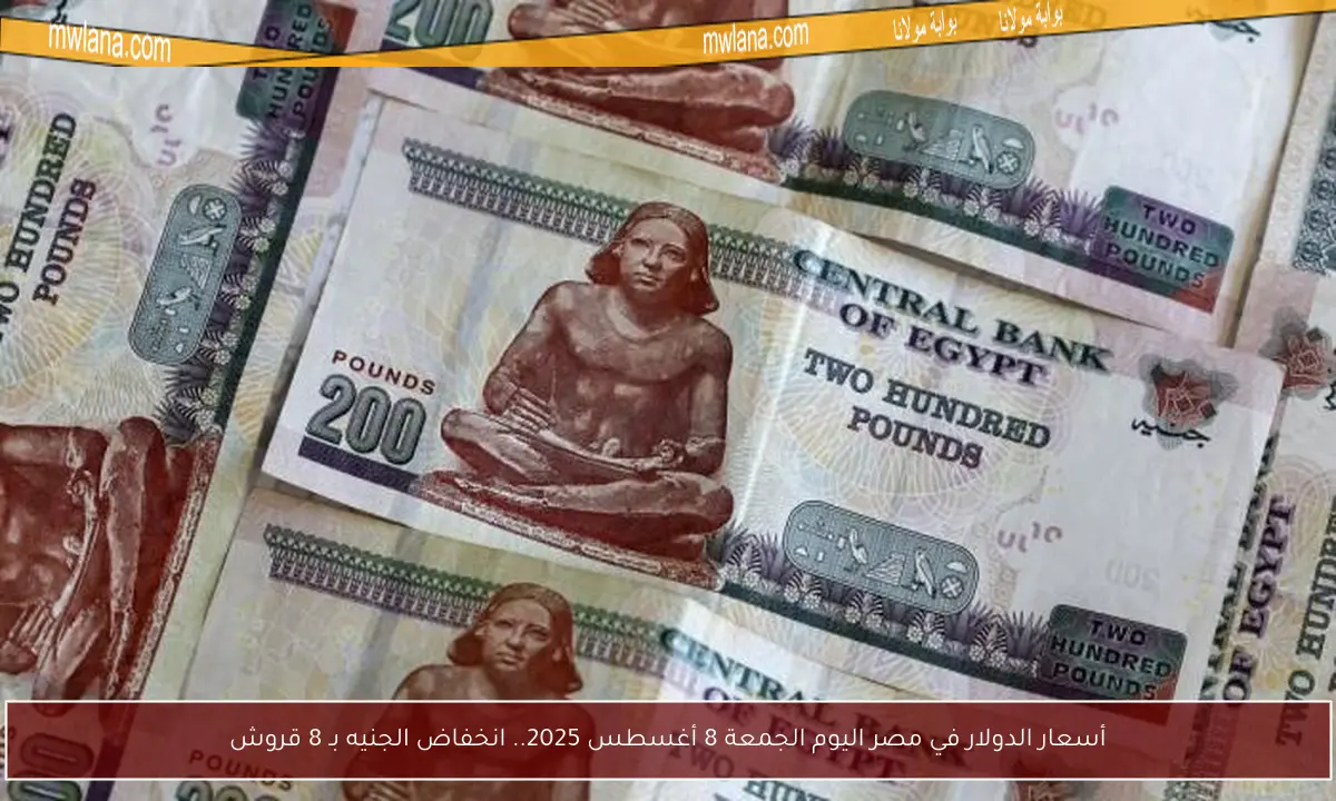 أسعار الدولار في مصر اليوم الجمعة 8 أغسطس 2025.. انخفاض الجنيه بـ 8 قروش