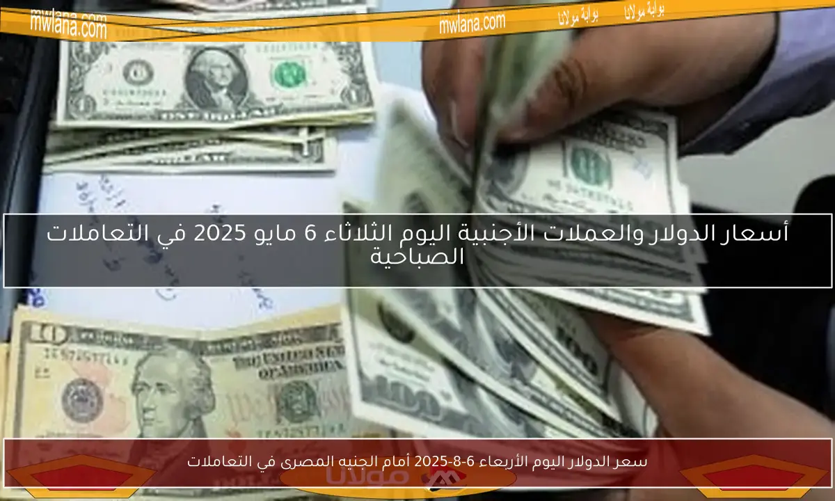 سعر الدولار اليوم الأربعاء 6-8-2025 أمام الجنيه المصرى في التعاملات