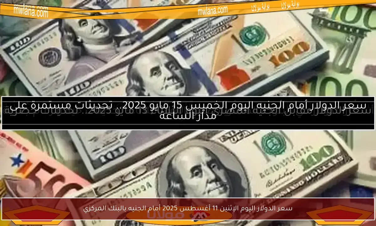 سعر الدولار اليوم الإثنين 11 أغسطس 2025 أمام الجنيه بالبنك المركزي
