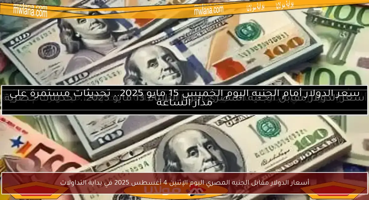 أسعار الدولار مقابل الجنيه المصري اليوم الإثنين 4 أغسطس 2025 في بداية التداولات