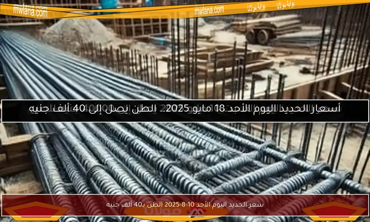 سعر الحديد اليوم الأحد 10-8-2025 الطن بـ40 ألف جنيه