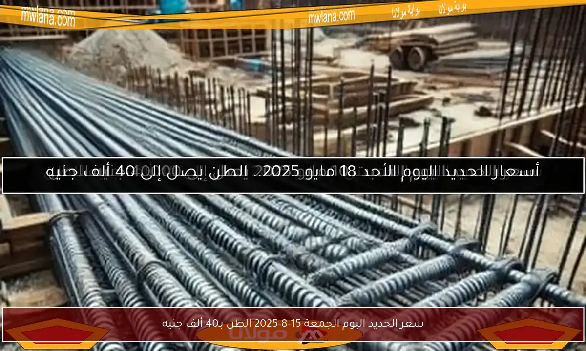 سعر الحديد اليوم الجمعة 15-8-2025 الطن بـ40 ألف جنيه