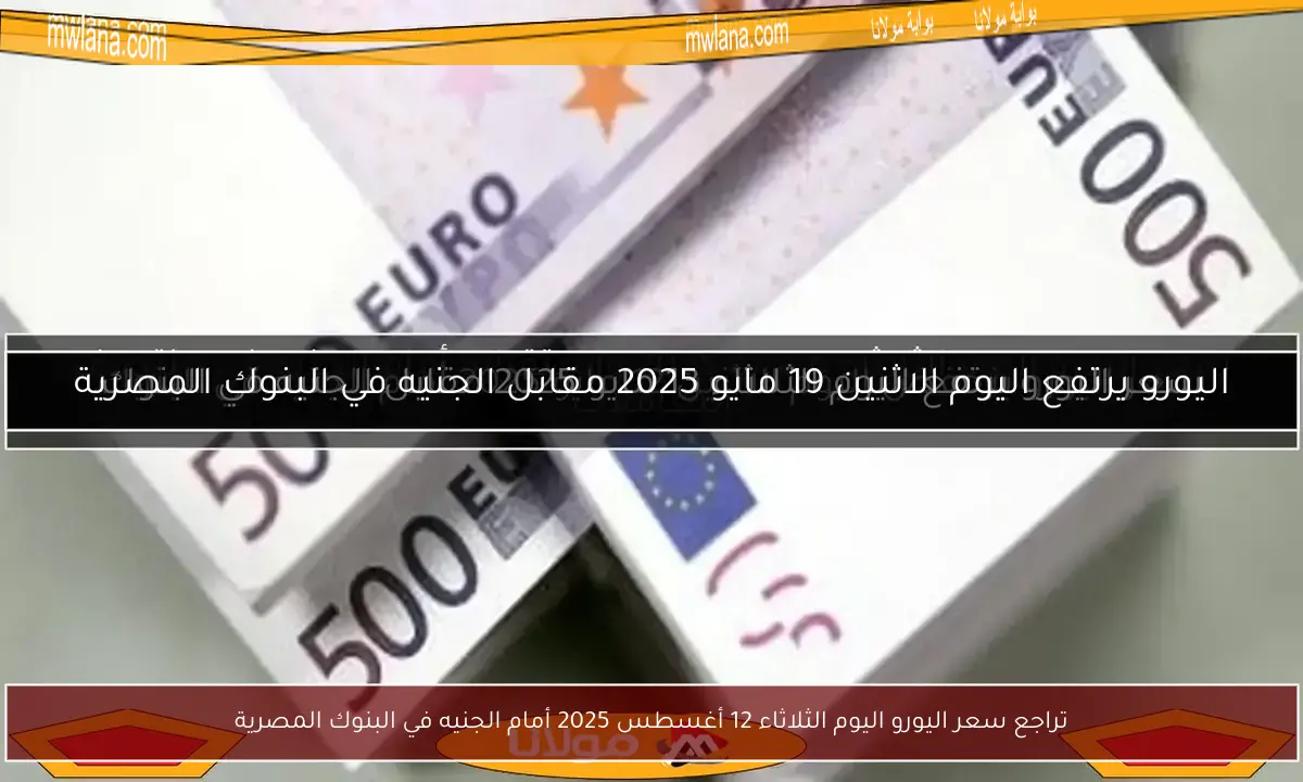 تراجع سعر اليورو اليوم الثلاثاء 12 أغسطس 2025 أمام الجنيه في البنوك المصرية