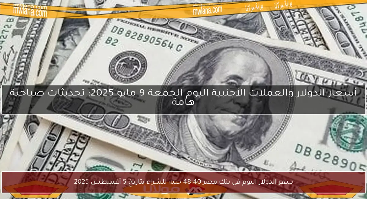 سعر الدولار اليوم في بنك مصر 48.40 جنيه للشراء بتاريخ 5 أغسطس 2025