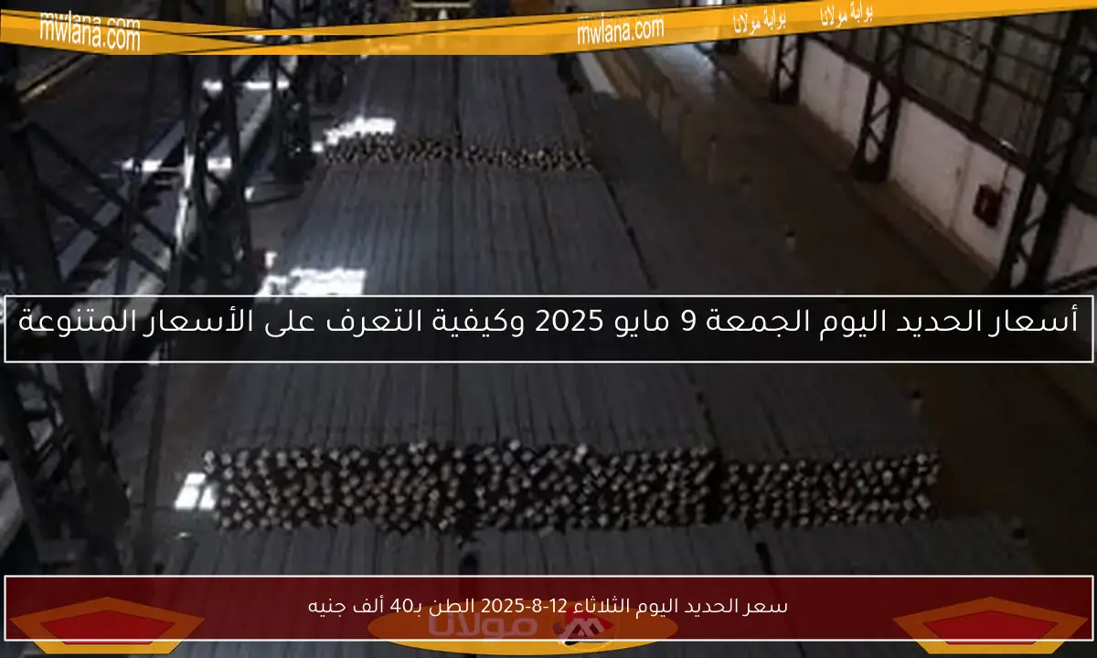 سعر الحديد اليوم الثلاثاء 12-8-2025 الطن بـ40 ألف جنيه