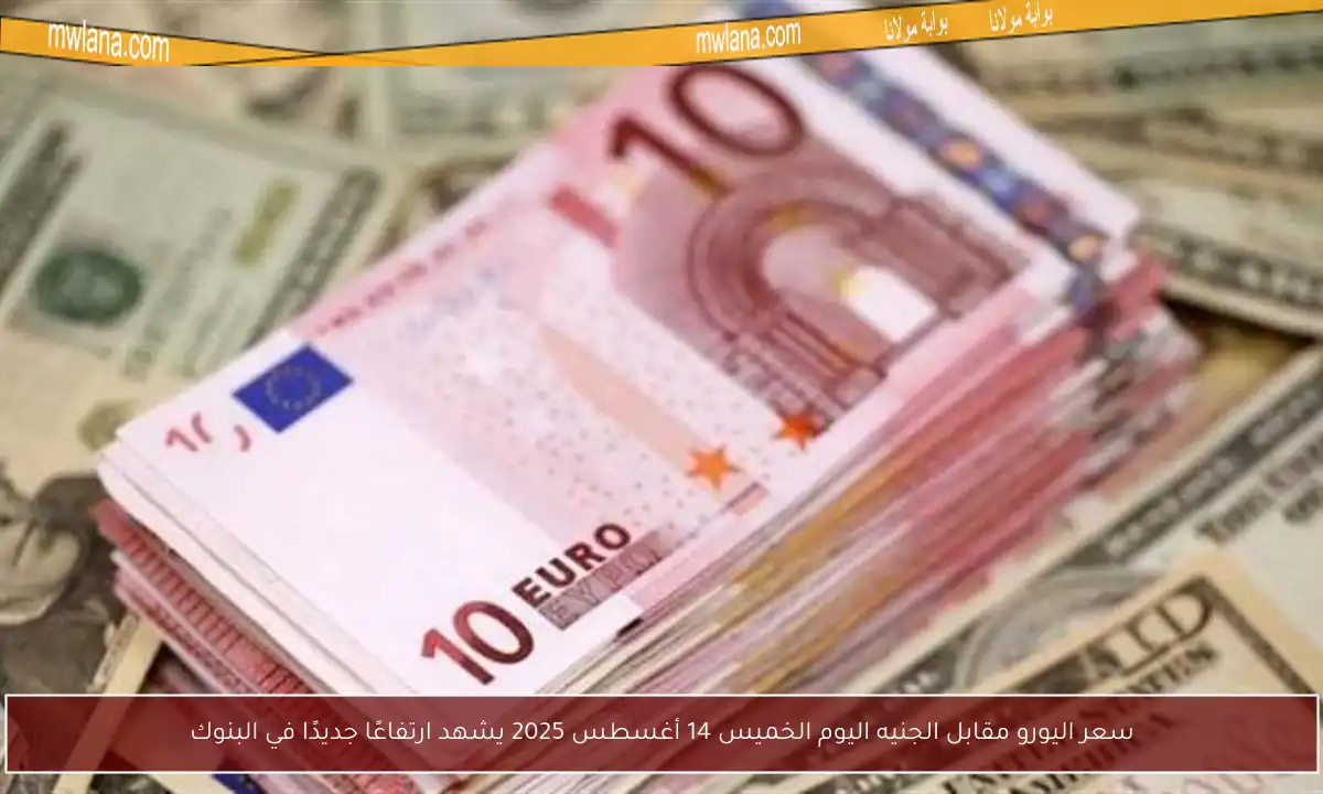 سعر اليورو مقابل الجنيه اليوم الخميس 14 أغسطس 2025 يشهد ارتفاعًا جديدًا في البنوك