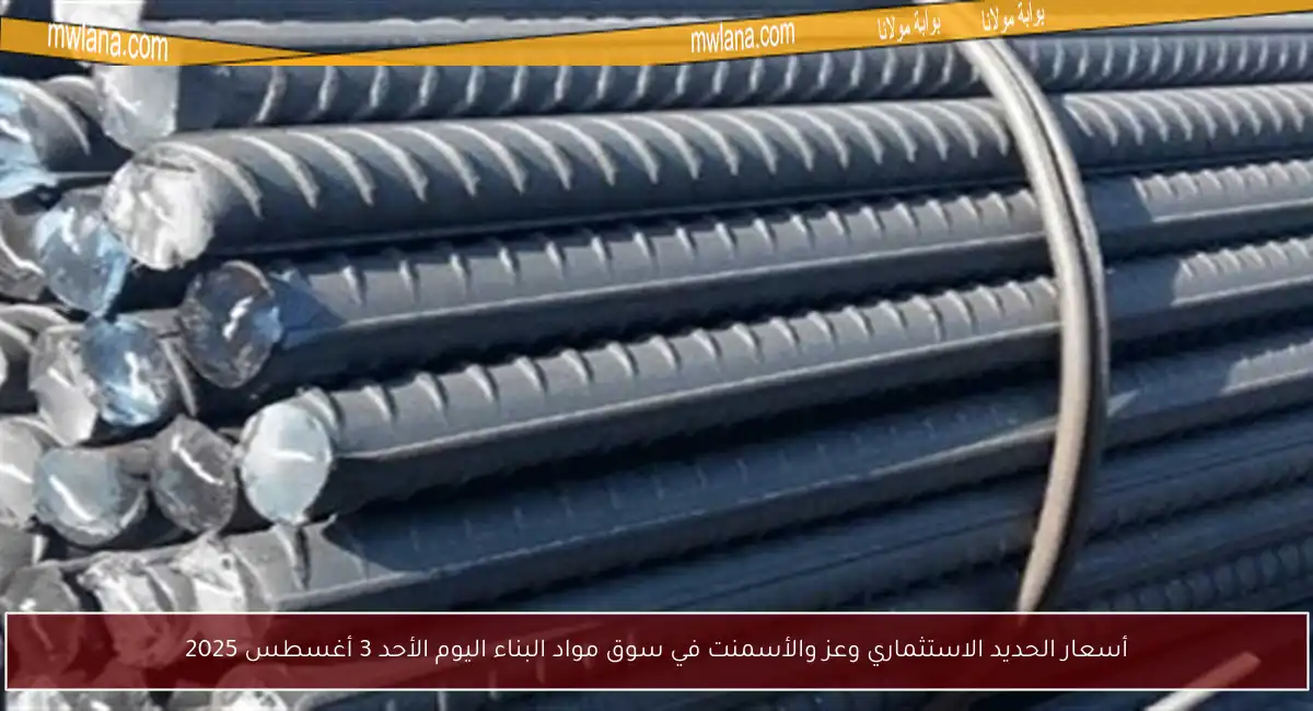 أسعار الحديد الاستثماري وعز والأسمنت في سوق مواد البناء اليوم الأحد 3 أغسطس 2025