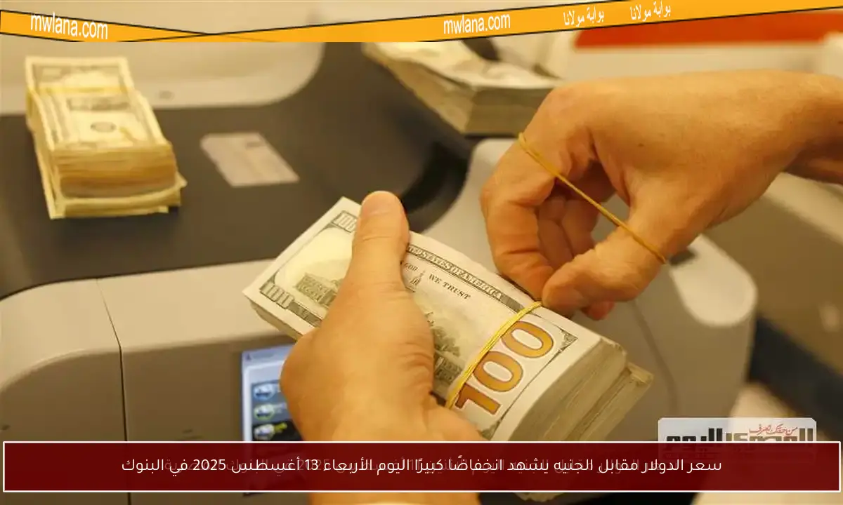 سعر الدولار مقابل الجنيه يشهد انخفاضًا كبيرًا اليوم الأربعاء 13 أغسطس 2025 في البنوك