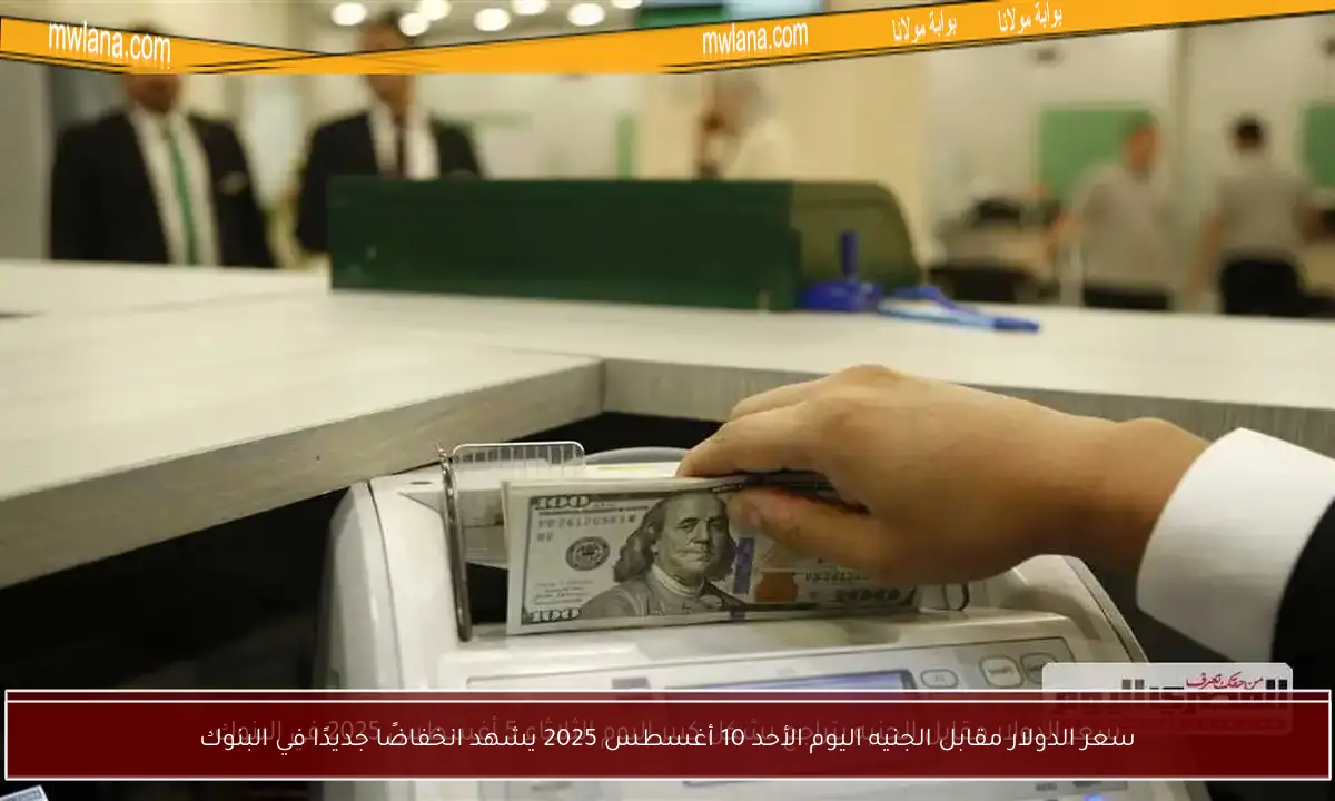 سعر الدولار مقابل الجنيه اليوم الأحد 10 أغسطس 2025 يشهد انخفاضًا جديدًا في البنوك