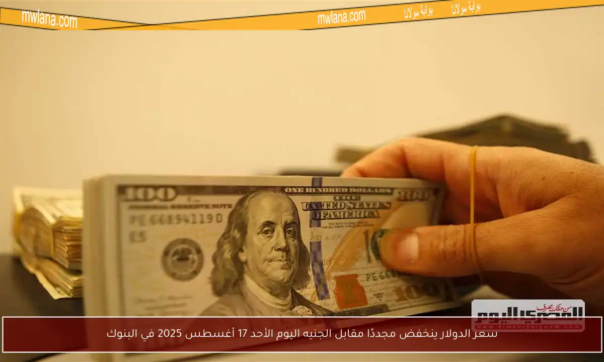 سعر الدولار ينخفض مجددًا مقابل الجنيه اليوم الأحد 17 أغسطس 2025 في البنوك