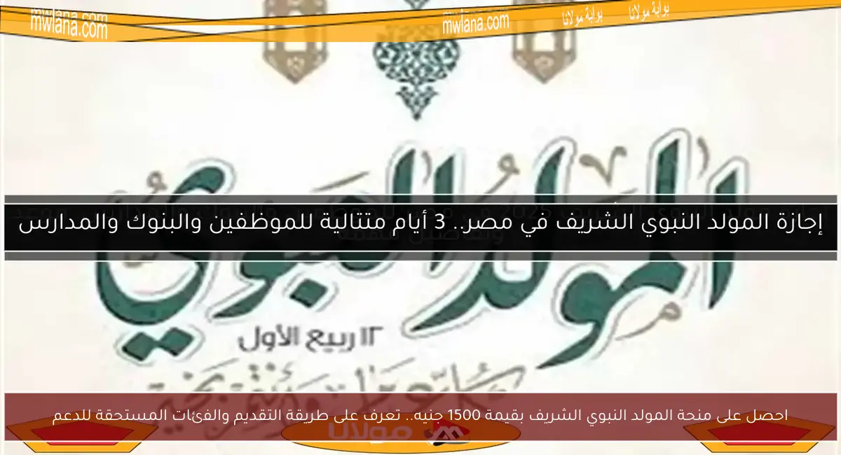 احصل على منحة المولد النبوي الشريف بقيمة 1500 جنيه.. تعرف على طريقة التقديم والفئات المستحقة للدعم