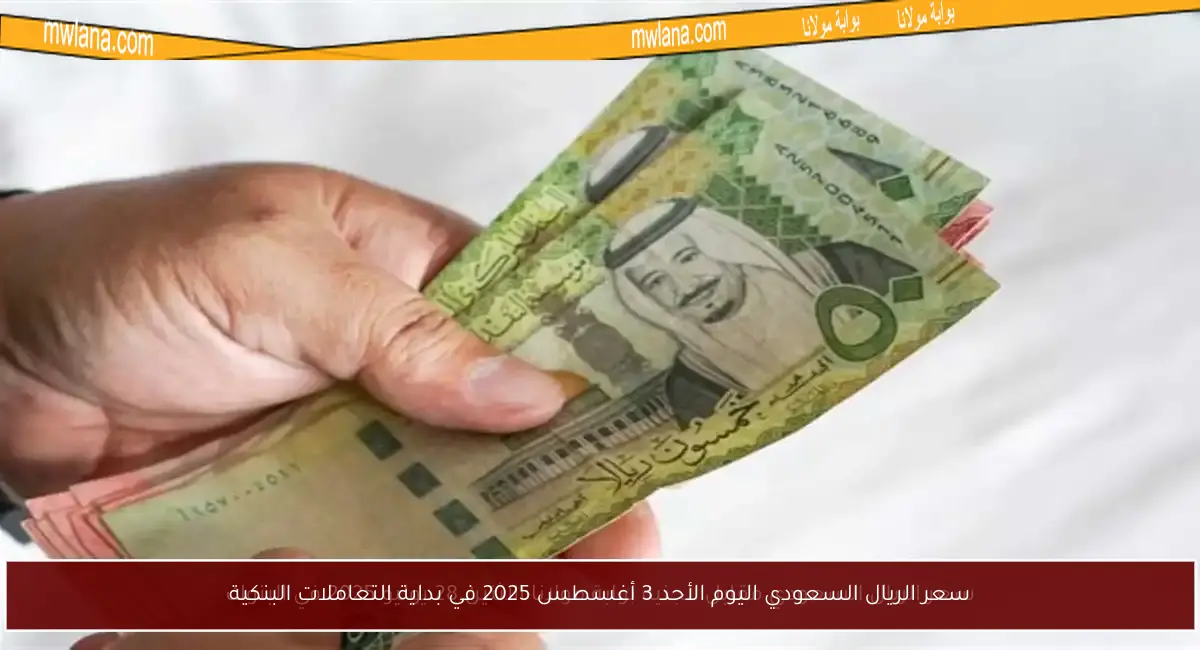 سعر الريال السعودي اليوم الأحد 3 أغسطس 2025 في بداية التعاملات البنكية