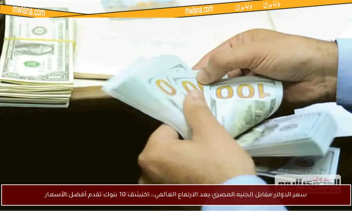 سعر الدولار مقابل الجنيه المصري بعد الارتفاع العالمي.. اكتشف 10 بنوك تقدم أفضل الأسعار