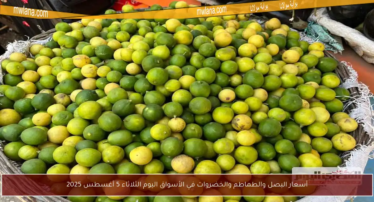 أسعار البصل والطماطم والخضروات في الأسواق اليوم الثلاثاء 5 أغسطس 2025