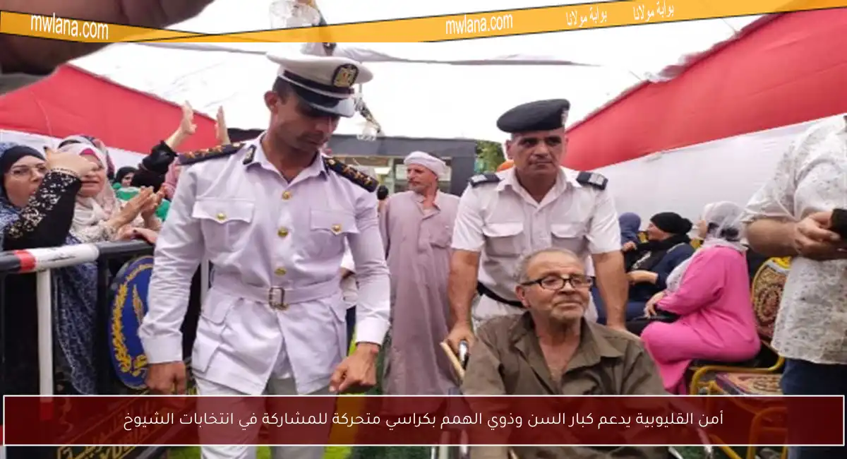 أمن القليوبية يدعم كبار السن وذوي الهمم بكراسي متحركة للمشاركة في انتخابات الشيوخ