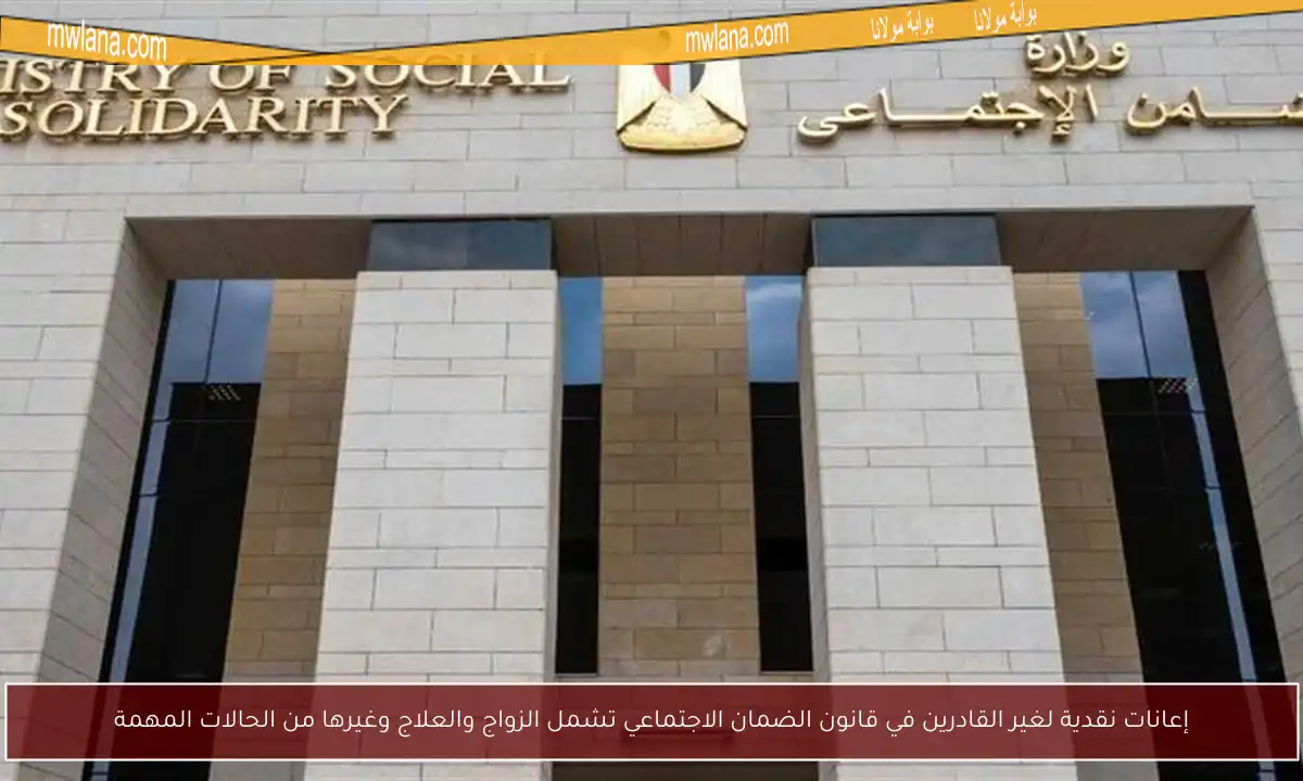 إعانات نقدية لغير القادرين في قانون الضمان الاجتماعي تشمل الزواج والعلاج وغيرها من الحالات المهمة