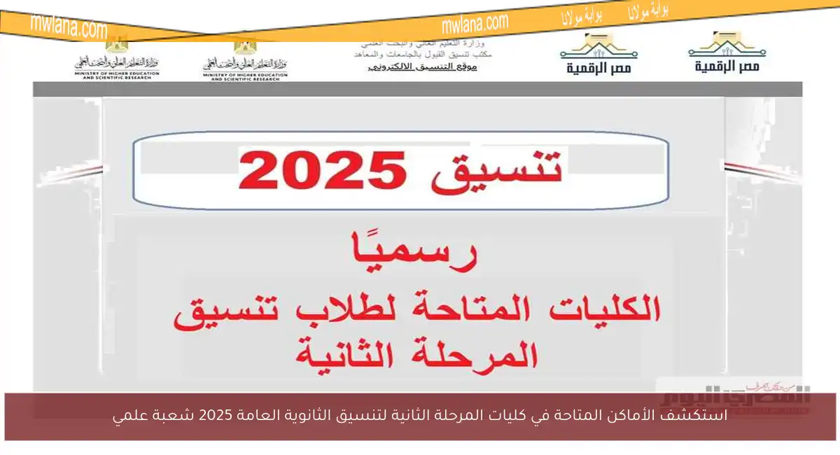 استكشف الأماكن المتاحة في كليات المرحلة الثانية لتنسيق الثانوية العامة 2025 شعبة علمي
