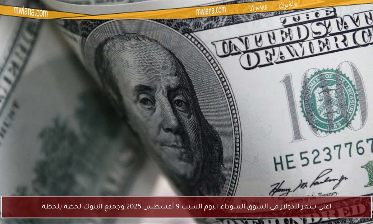 اعلي سعر للدولار في السوق السوداء اليوم السبت 9 أغسطس 2025 وجميع البنوك لحظة بلحظة