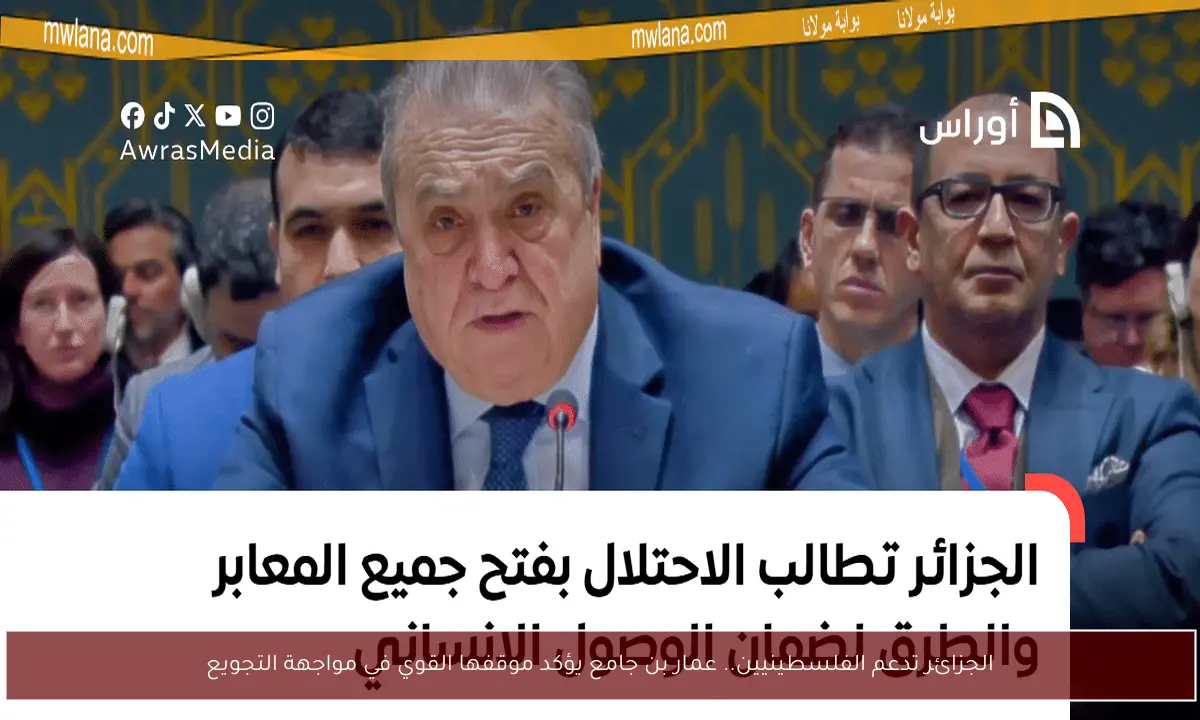 الجزائر تدعم الفلسطينيين.. عمار بن جامع يؤكد موقفها القوي في مواجهة التجويع