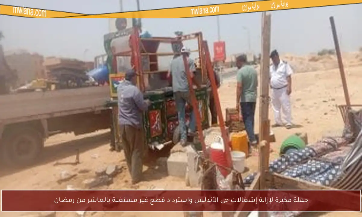 حملة مكبرة لإزالة إشغالات حى الأندلس واسترداد قطع غير مستغلة بالعاشر من رمضان