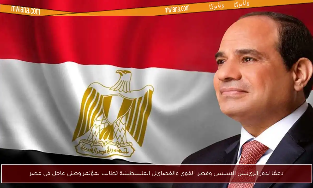 دعمًا لدور الرئيس السيسي وقطر، القوى والفصائل الفلسطينية تطالب بمؤتمر وطني عاجل في مصر